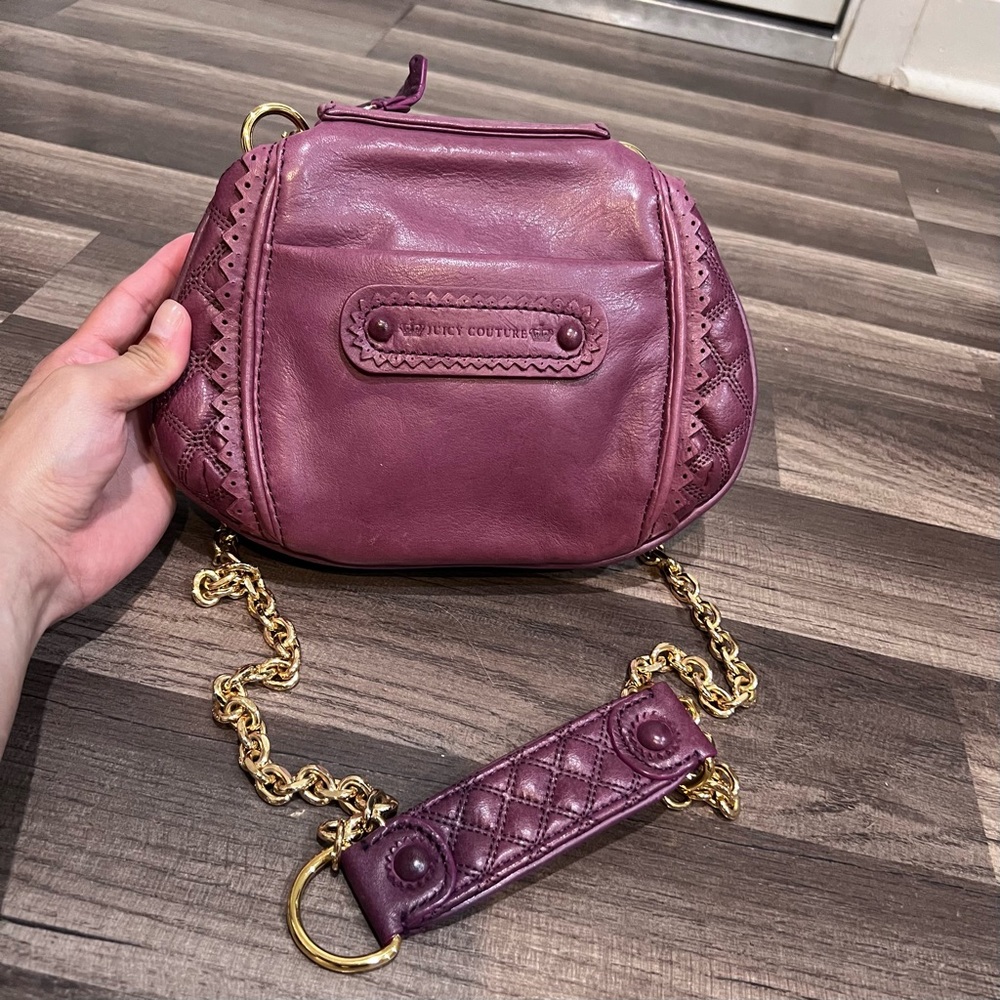 Juicy Couture Y2K Purple Quilted Genuine Leather Women's Crossbody Bag / Clutch - Picture 11 of 11